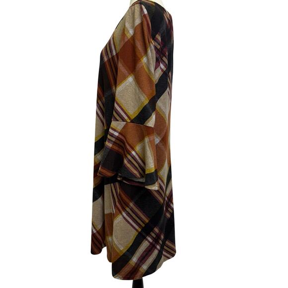 Jessica Howard Plaid Bell Sleeve Dress XL with Pockets – Fall Autumn Colors - Picture 2 of 10